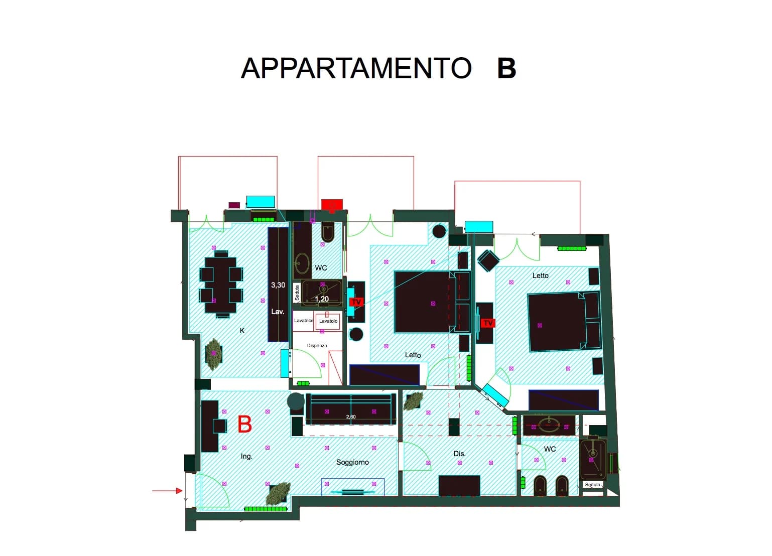 Ampio Trilocale Rifinito arredato Moderno in Residence zona Reggia - foto 17
